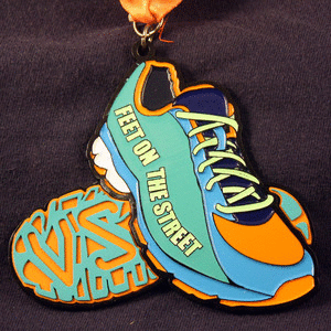 Virtual Strides Virtual Race - Feet on the Street - Running Shoes Medal